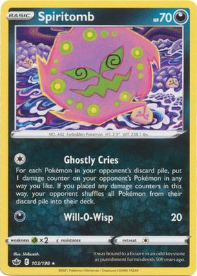 <transcy>Pokemon Card Chilling Reign 103/198 Spiritomb Sjælden</transcy>