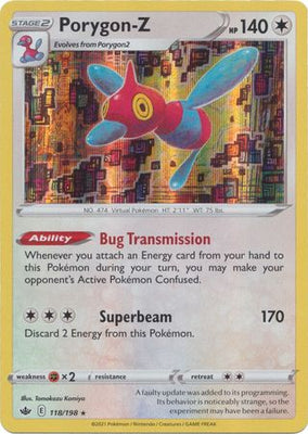 <transcy>Pokemon Card Chilling Reign 118/198 Porygon-Z Holo Sjælden</transcy>