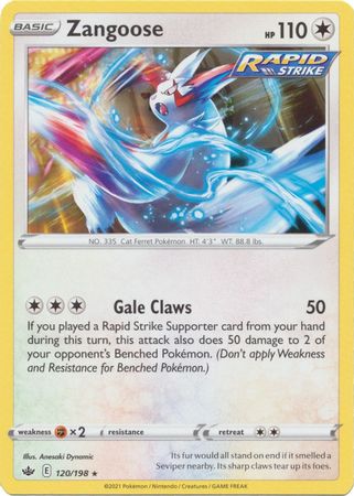 Pokemon Card Chilling Reign 120/198 Zangoose Rare