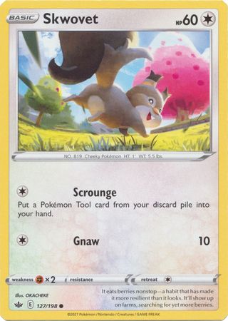 Pokemon Card Chilling Reign 127/198 Skwovet Common