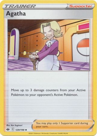 Pokemon Card Chilling Reign 129/198 Agatha Supporter Uncommon