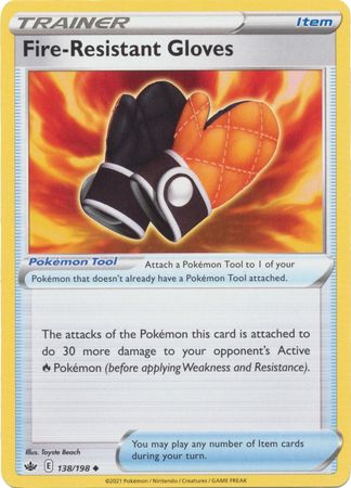 Pokemon Card Chilling Reign 138/198 Fire-Resistant Gloves Item Uncommon