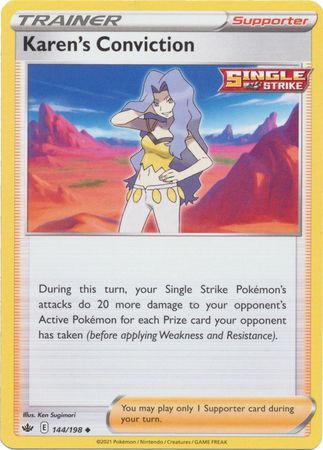 Pokemon Card Chilling Reign 144/198 Karen's Conviction Supporter Uncommon