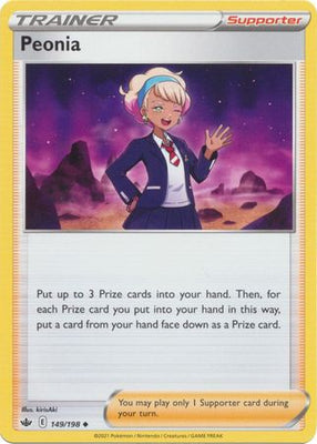 <transcy>بطاقة Pokemon Card Chilling Reign 149/198 مؤيد Peonia غير شائع</transcy>