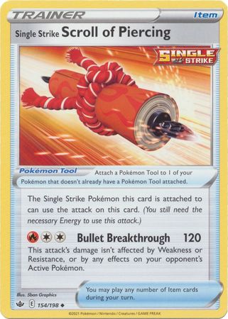 Pokemon Card Chilling Reign 154/198 Single Strike Scroll of Piercing Item Uncommon