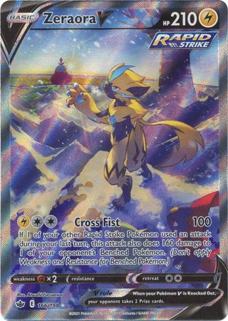 (S) Pokemon Card Chilling Reign 166/198 Zeraora V Full Art