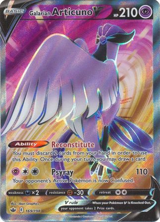 (S) Pokemon Card Chilling Reign 169/198 Galarian Articuno V Full Art