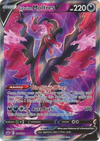 Pokemon Card Chilling Reign 176/198 Galarian Moltres V Full Art