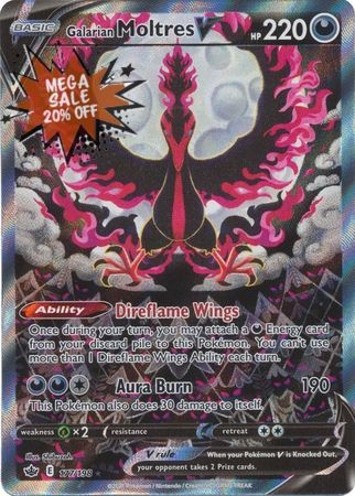 (S) Pokemon Card Chilling Reign 177/198 Galarian Moltres V Full Art