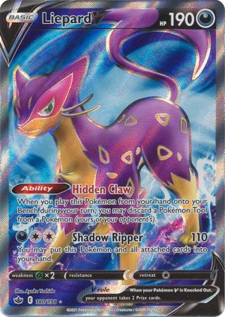 (S) Pokemon Card Chilling Reign 180/198 Liepard V Full Art