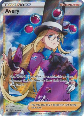 (S) Pokemon Card Chilling Reign 187/198 Avery Supporter Full Art