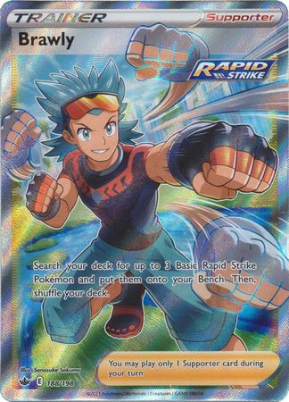 <transcy>Pokemon Card Chilling Reign 188/198 Brawly Supporter Full Art</transcy>