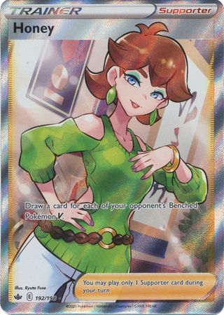 Pokemon Card Chilling Reign 192/198 Honey Supporter Full Art