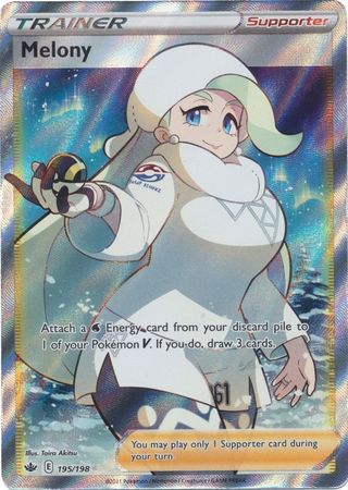 <transcy>Pokemon Card Chilling Reign 195/198 Melony Supporter Full Art</transcy>