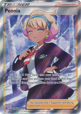 (S) Pokemon Card Chilling Reign 196/198 Peonia Supporter Full Art