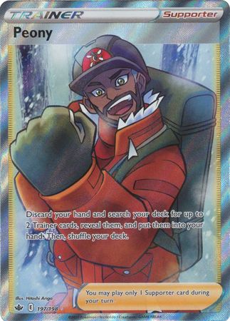 Pokemon Card Chilling Reign 197/198 Peony Supporter Full Art