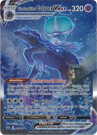 (S) Pokemon Card Chilling Reign 205/198 Shadow Rider Calyrex VMAX Secret Rare