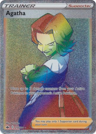 <transcy>Pokemon Card Chilling Reign 210/198 Agatha Supporter Hyper Sjælden</transcy>