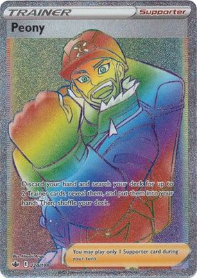 <transcy>Pokemon Card Chilling Reign 220/198 Peony Supporter Hyper Sjælden</transcy>