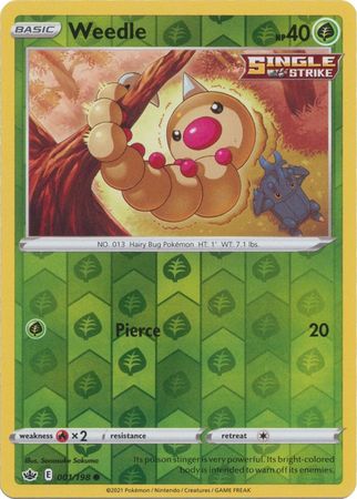 Pokemon Card Chilling Reign 001/198 Weedle Reverse Holo Common