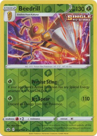 Pokemon Card Chilling Reign 003/198 Beedrill Reverse Holo Rare