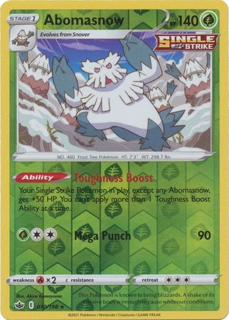 Pokemon Card Chilling Reign 010/198 Abomasnow Reverse Holo Rare