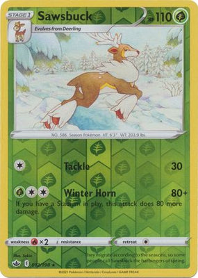<transcy>Pokemon Card Chilling Reign 012/198 Sawsbuck Reverse Holo Sjælden</transcy>