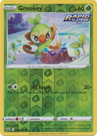 Pokemon Card Chilling Reign 016/198 Grookey Reverse Holo Common