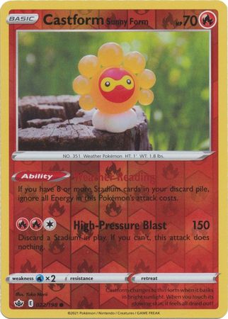 Pokemon Card Chilling Reign 022/198 Castform Sunny Form Reverse Holo Common