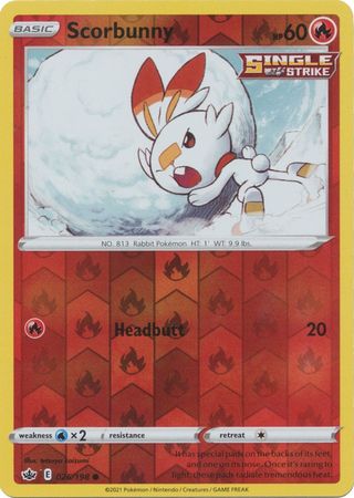 Pokemon Card Chilling Reign 026/198 Scorbunny Reverse Holo Common