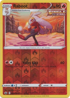 <transcy>Pokemon Card Chilling Reign 027/198 Raboot Reverse Holo Ikke almindelig</transcy>