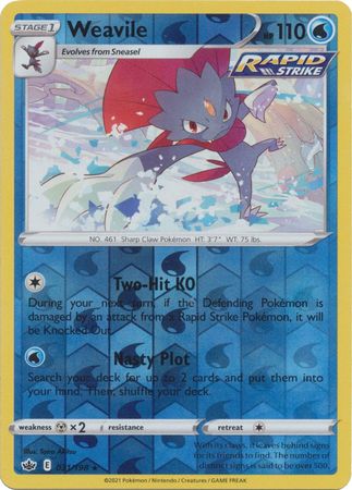 Pokemon Card Chilling Reign 031/198 Weavile Reverse Holo Rare