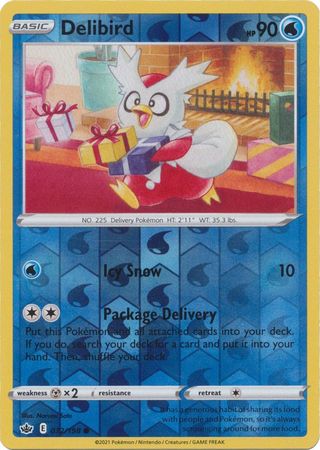 Pokemon Card Chilling Reign 032/198 Delibird Reverse Holo Common