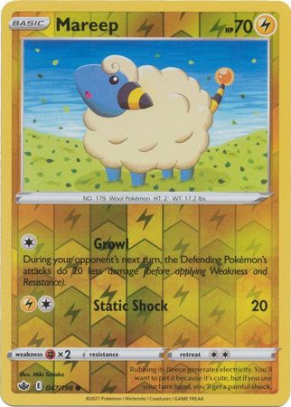 <transcy>Pokemon Card Chilling Reign 047/198 Mareep Reverse Holo Common</transcy>