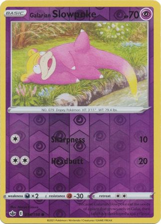 <transcy>Pokemon Card Chilling Reign 054/198 Galarian Slowpoke Reverse Holo Common</transcy>