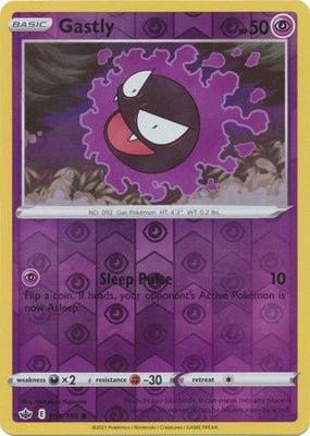Pokemon Card Chilling Reign 055/198 Gastly Reverse Holo Common