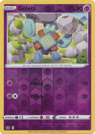 Pokemon Card Chilling Reign 065/198 Golett Reverse Holo Common