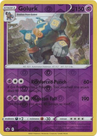 <transcy>Pokemon Card Chilling Reign 066/198 Golurk Reverse Holo Rare</transcy>