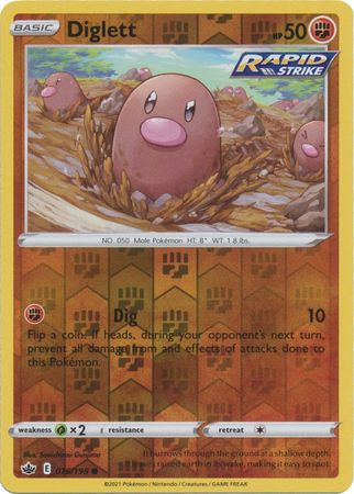 Pokemon Card Chilling Reign 076/198 Diglett Reverse Holo Common