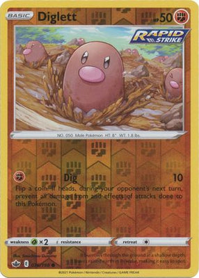 <transcy>Pokemon Card Chilling Reign 076/198 Diglett Reverse Holo Common</transcy>