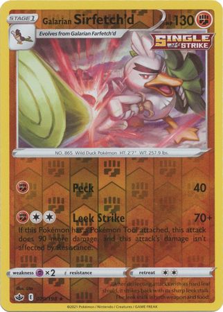 Pokemon Card Chilling Reign 079/198 Galarian Sirfetch'd Reverse Holo Rare