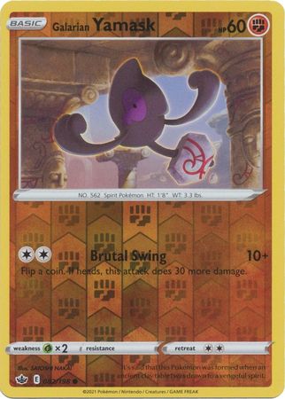 Pokemon Card Chilling Reign 082/198 Galarian Yamask Reverse Holo Common