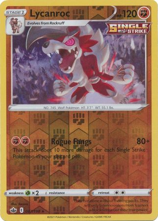 <transcy>Pokemon Card Chilling Reign 087/198 Lycanroc Reverse Holo Rare</transcy>