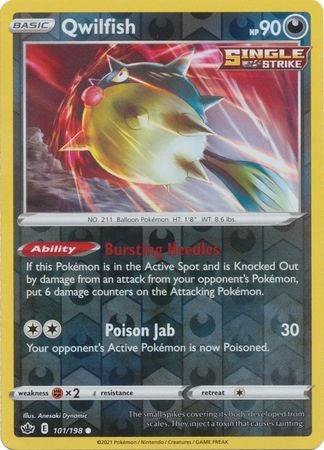 Pokemon Card Chilling Reign 101/198 Qwilfish Reverse Holo Common