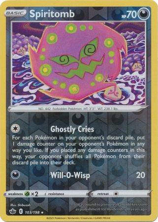 Pokemon Card Chilling Reign 103/198 Spiritomb Reverse Holo Rare