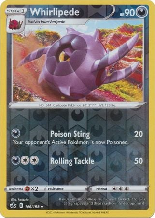 <transcy>Pokemon Card Chilling Reign 106/198 Whirlipede Reverse Holo Gelegentlich</transcy>