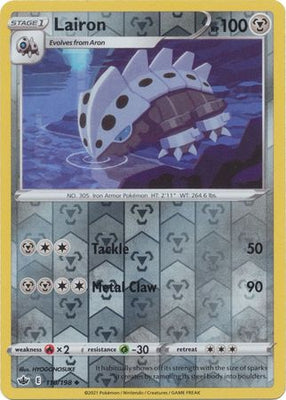 <transcy>Pokemon Card Chilling Reign 110/198 Lairon Reverse Holo Ikke almindelig</transcy>