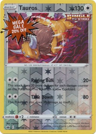 <transcy>Pokemon Card Chilling Reign 115/198 Tauros Reverse Holo Rare</transcy>