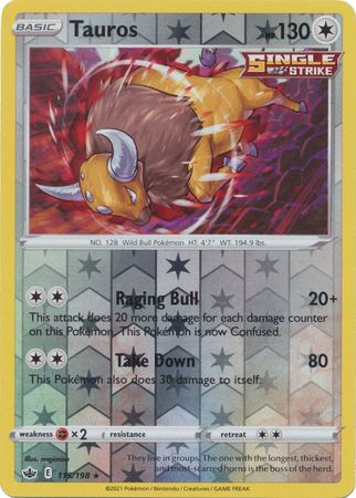 <transcy>Pokemon Card Chilling Reign 115/198 Tauros Reverse Holo Rare</transcy>