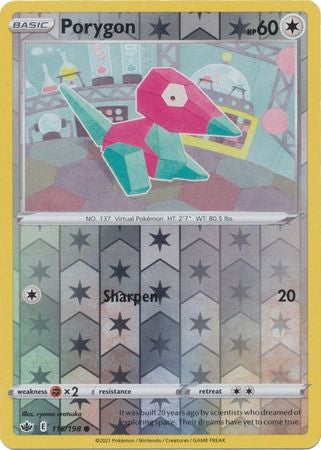 <transcy>Pokemon Card Chilling Reign 116/198 Porygon Reverse Holo Common</transcy>